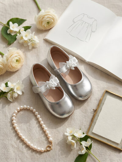Ballerines de Fête à Bride avec Nœud Floral P19-24